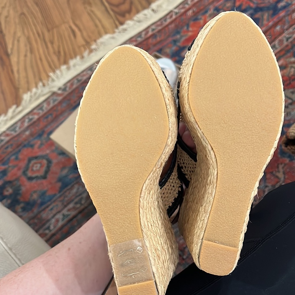 Robert Clergerie Raphia Black and Tan Wedges - Picture 3 of 4